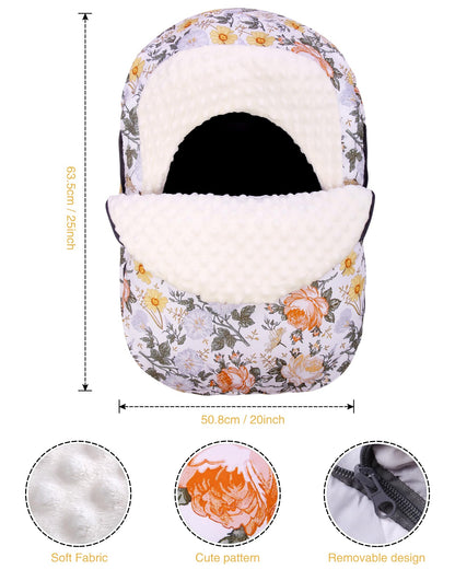 Metplus Winter Baby Car Seat Cover, Blanket-Style Winter Car Seat Canopy for Babies, Warm Plush Fleece Baby Carrier Cover for Infant Boys Girls