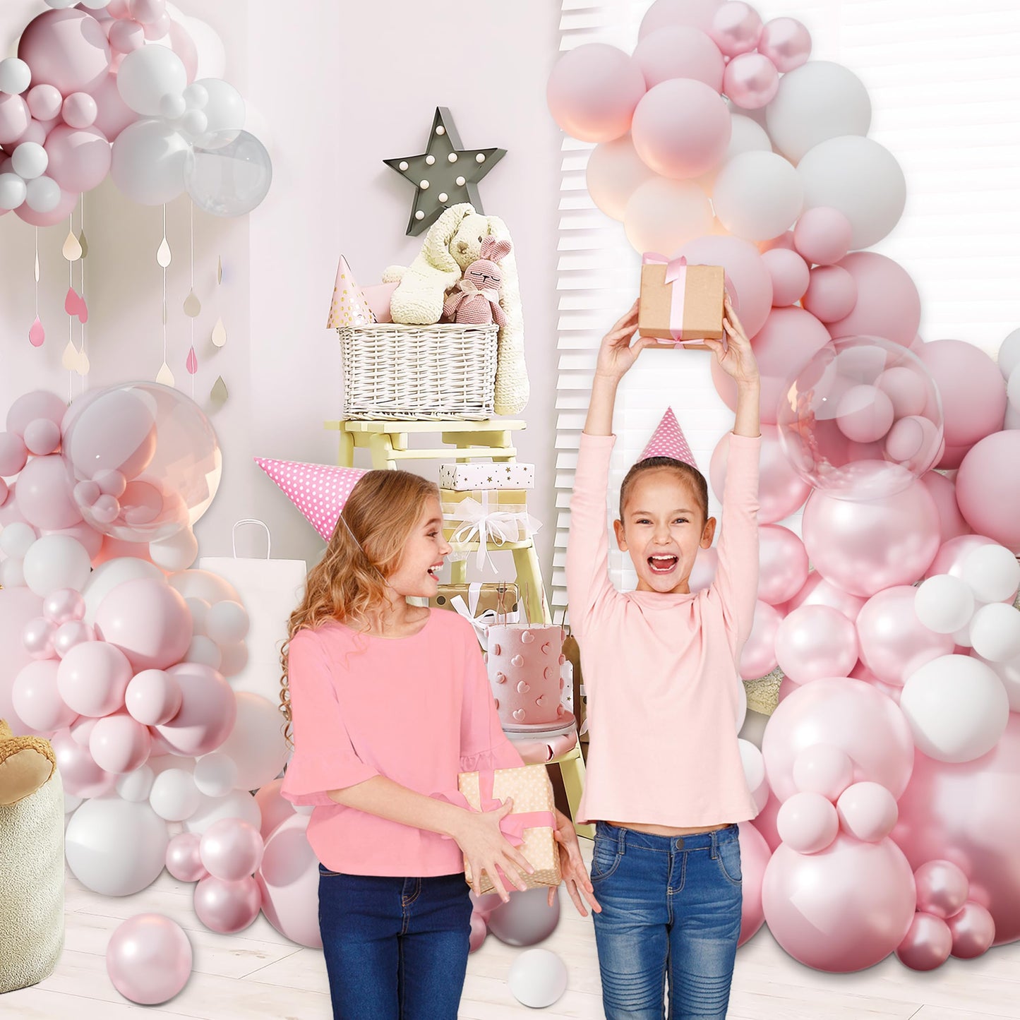 Blue Balloon Arch Kit, 127Pcs Double Stuffed Balloon Arch Garland Kit Include Pearl Blue Macaron Light blue White Clear Balloons for Bridal Shower Baby Shower Birthday Wedding Decorations