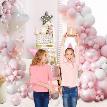 Blue Balloon Arch Kit, 127Pcs Double Stuffed Balloon Arch Garland Kit Include Pearl Blue Macaron Light blue White Clear Balloons for Bridal Shower Baby Shower Birthday Wedding Decorations