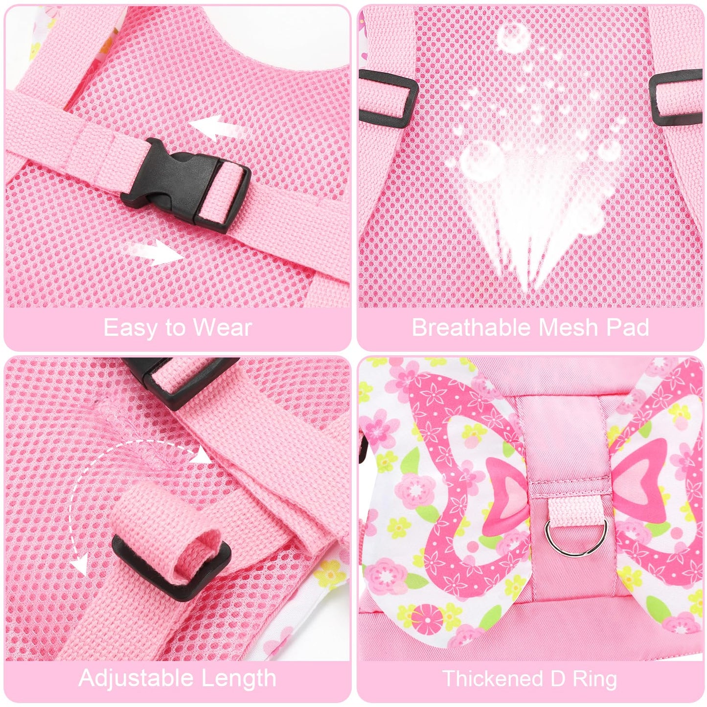Accmor 3 in 1 Toddler Harness Leashes + Anti Lost Wrist Link, Kids Harness Children Leash for Girls, Child Anti Lost Leash Baby Cute Harness Belt Strap Hold Kids Close While Walking