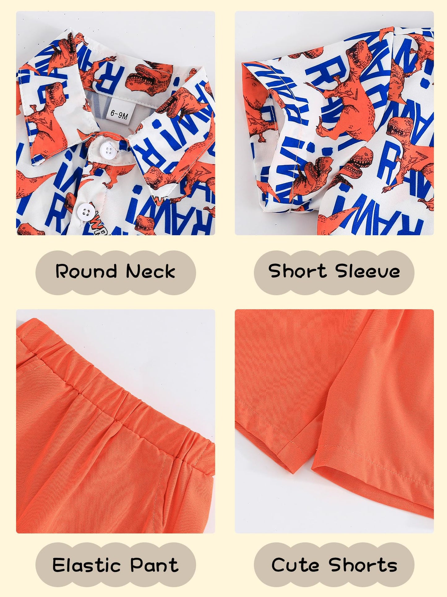 SUREPOCH Baby Boy Clothes Toddler Summer Outfits Short-sleeved Shirt Elastic Pants Two-piece Set Cute Baby Boy Outfits