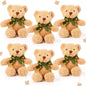 HyDren 6 Pcs Bear Stuffed Animal Plush Toys Soft Plush Dolls Bear Sleeping and Playing Toys for Baby Shower Decoration Boy(Fuzzy Style,Brown)