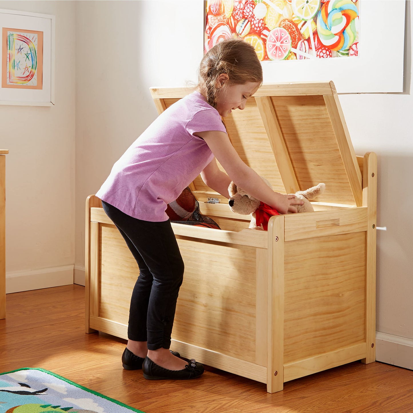 Melissa & Doug Wooden Toy Chest - White Furniture for Playroom - Kids Toy Box, Wooden Storage Organizer, Children's Furniture