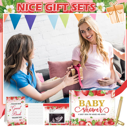27 Pcs Butterfly Floral Baby Shower Guest Book Set Baby Shower Sign in Guest Floral Book Place Table Cards with Gold Pen Adhesive Photo Corner for Birthday Party