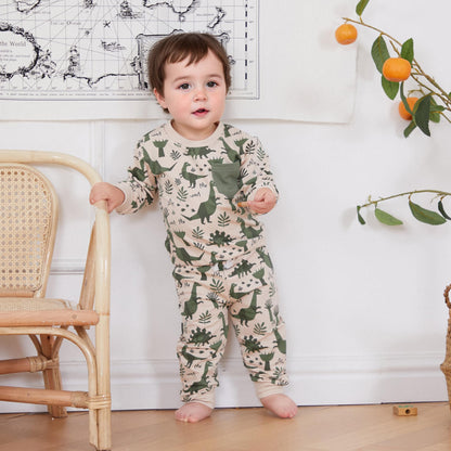 MA&BABY Toddler Boys Clothes Dinosaur Print 6 12 18 24 Months 3T 4T Outfits Long Sleeve Pullover Jogger Pant 2PC Sets