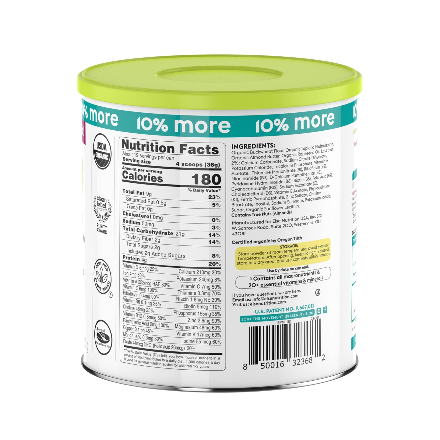 Else Nutrition Toddler Formula 12-36 mo., Plant Based Toddler Nutritional Drink - Soy & Dairy Free, Lactose Free - Complete Baby Formula (12-36 mo.), Protein Powder w/ 20+ Vitamins (22oz, 6-Pack)
