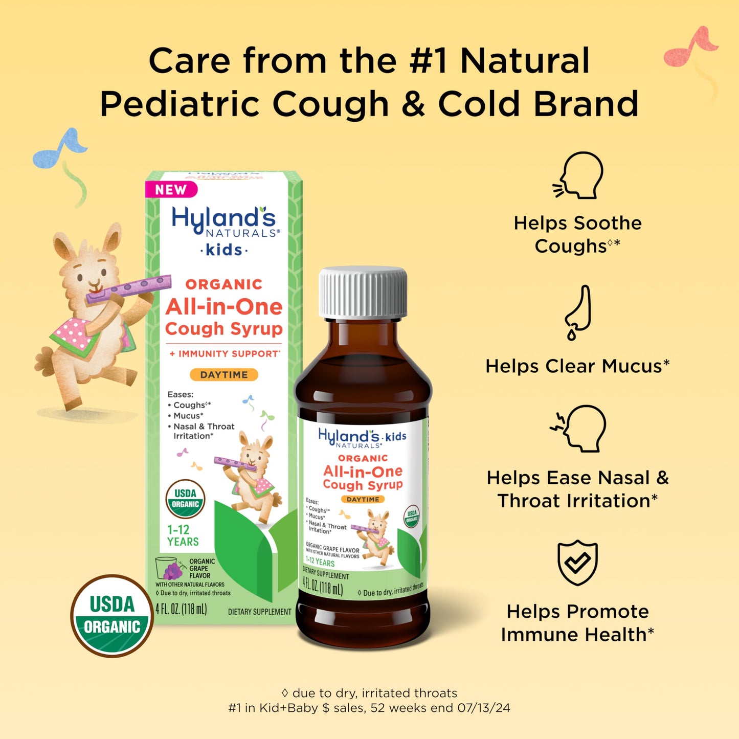 Hyland's Kids Cold and Cough, Day and Night Combo Pack, Cold Medicine for Ages 2 and up, Syrup Cough Medicine for Kids, Nasal Decongestant, 4 Fl Oz (Pack of 2)