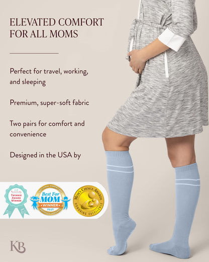 Kindred Bravely Compression Socks 2-Pack | Graduated Compression Socks for Circulation Pregnancy Travel
