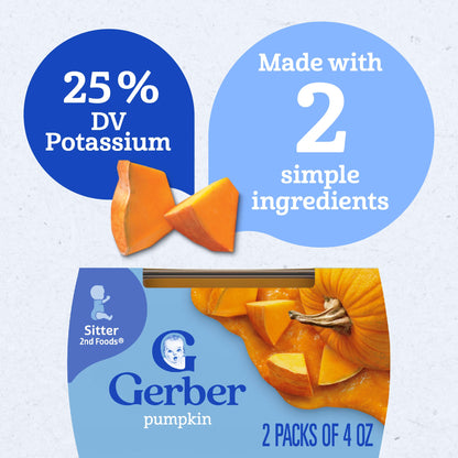 Gerber 2nd Food Baby Food Green Bean Puree, Natural & Non-GMO, 8 Ounce, 2 Count (Pack of 8)