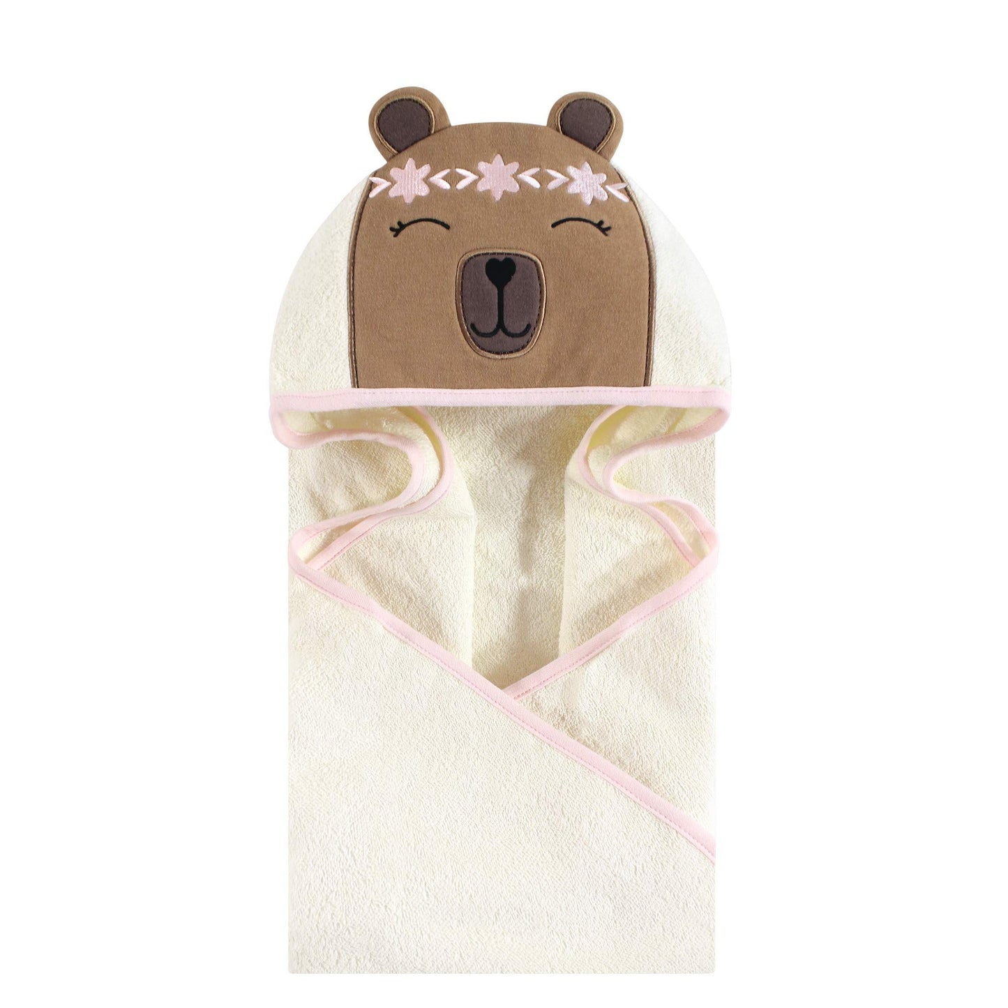 Hudson Baby Unisex Baby Cotton Animal Face Hooded Towel, Pretty Elephant, One Size
