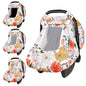 Pea Pod Car Seat Cover Baby, Infant Car Seat Canopy Covers for Newborn with 2 Layers Windows of Breathable Mesh Fabric, Lightweight Polyester/Soft Minky Dot Backing (Floral & Rainbow)
