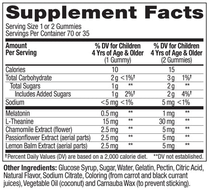 OLLY Kids Sleep Gummy, 0.5mg Melatonin, L Theanine, Chamomile, and Lemon Balm, Childrens Chewable Supplement, Raspberry - 50 Count