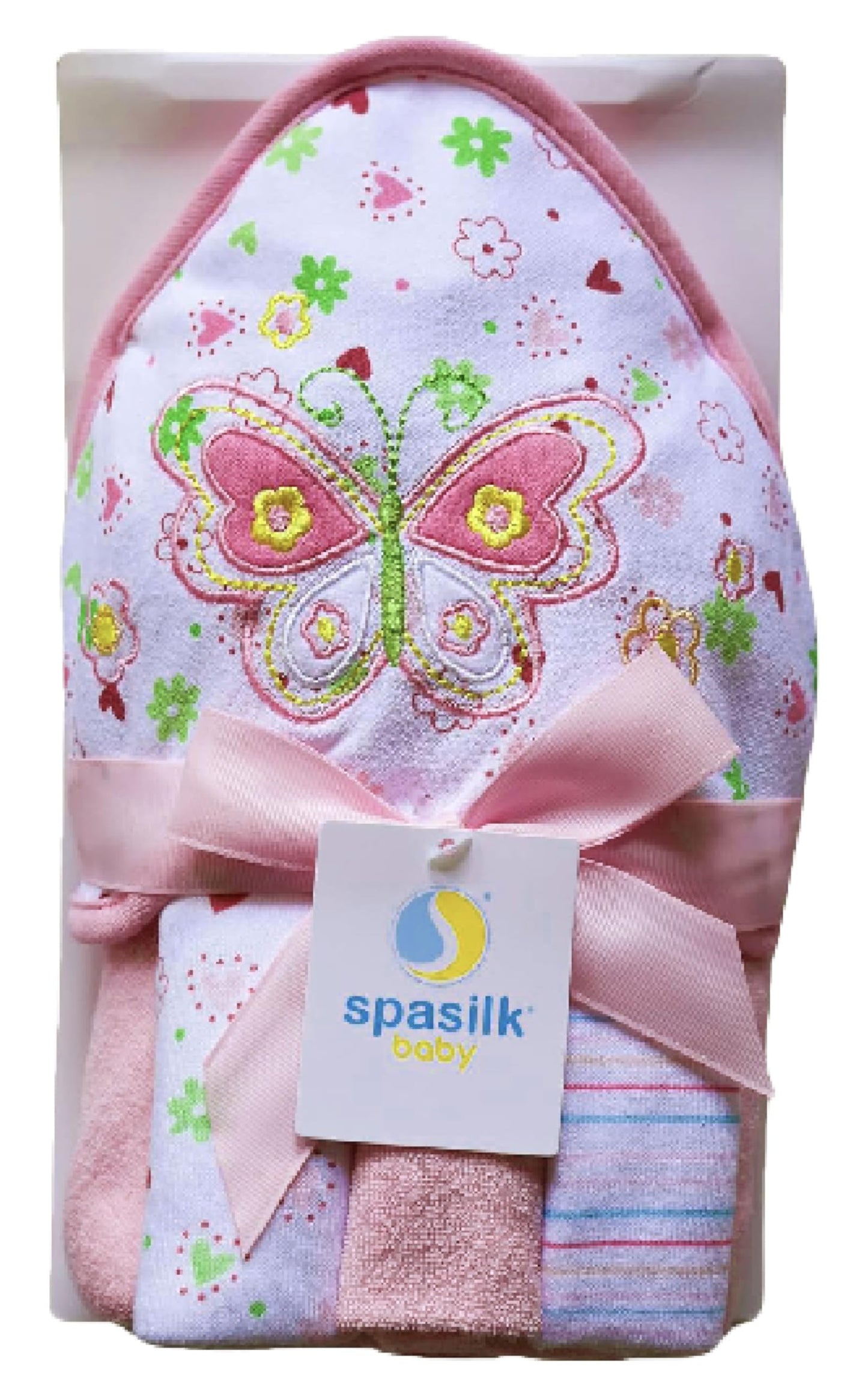 Spasilk Baby Bath Hooded Terry Towel with 3 Washcloths, Baby Bath Essentials, One Size, Blue Whale