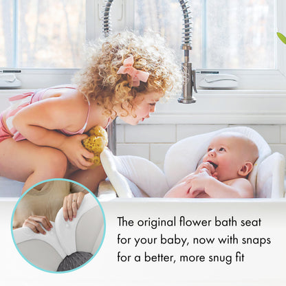 Blooming Bath Baby Bath Seat - Baby Tubs for Newborn Infants to Toddler 0 to 6 Months and Up - Baby Essentials Must Haves - The Original Washer-Safe Flower Seat (Lotus, Gray/White/Yellow)