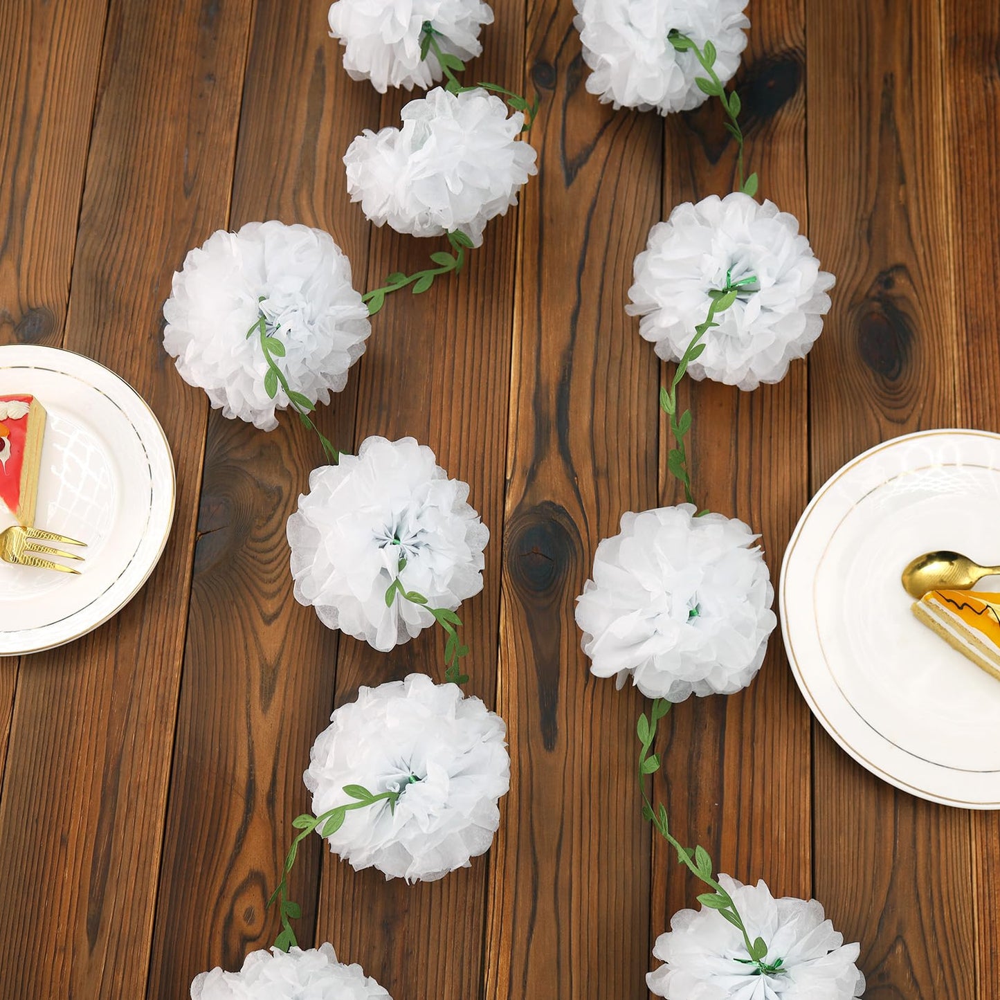 Nude Tissue Paper Pom Pom Garlands, Paper Flowers for Birthday Decorations, Baby Shower, Wedding Engagement, Bridal Shower, Spring Summer Party Decorations