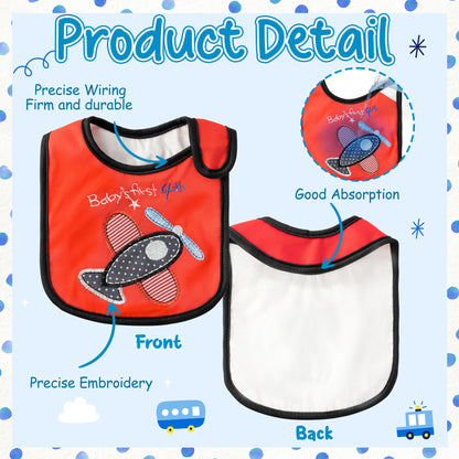 7Pcs Cotton Waterproof Baby Bibs Hook Loop Closure Newborn Bib Keepsake Baby Gift for Drooling Feeding Eating
