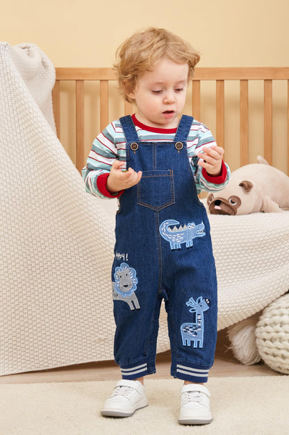 Baby Boy Clothes Set Infant Boy's Long Sleeve Romper+Dinosaur Denim Overalls Toddler Boys Fall Winter Outfits Suit