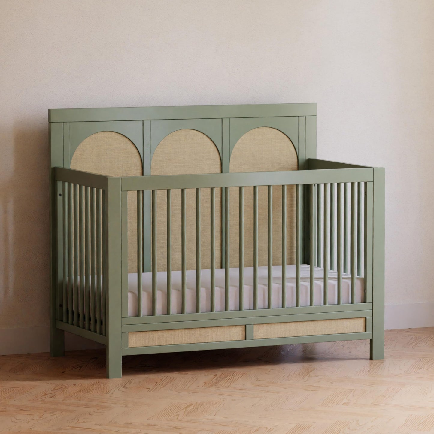 Namesake Eloise 4-in-1 Convertible Crib in French Sage Performance Sand Eco-Weave, GREENGUARD Gold Certified