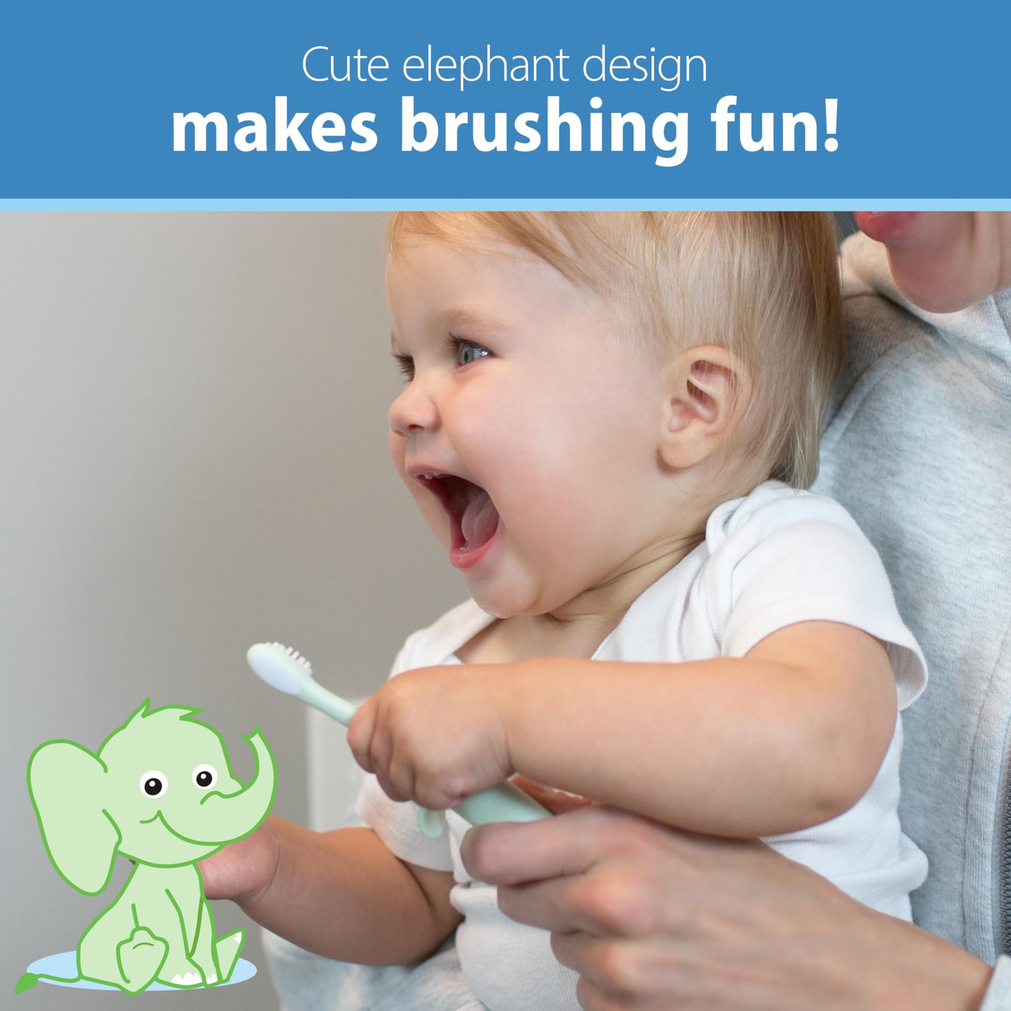 Dr. Brown's Infant-to-Toddler Training Toothbrush, Soft for Baby's First Teeth, Pink Elephant, 0-3 Years (Colors/Styles May Vary)