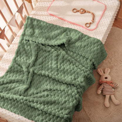 HOMRITAR Baby Blanket for Boys or Girls 3D Jacquard Fluffy Fuzzy Soft Warm Cozy Flannel Fleece Warm Blanket for Nursery, Stroller Toddler Bedding (30 x 40 Inch, Blue)
