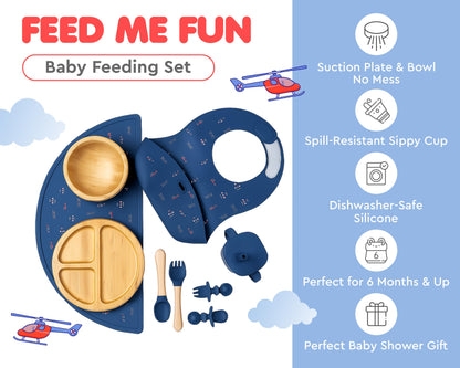 Bamboo Baby Feeding Set for Infants & Toddlers - Baby Essentials, Non-Toxic, Sustainable, Bamboo Suction Plate & Bowl, Bib, Sippy Cup w/Lid & Straw, Daily Use, Travel, Baby Shower Gifts (Pink)