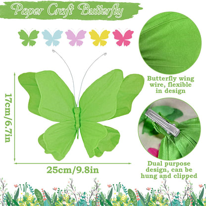 SUNBEAUTY Butterfly Party Decorations, 3D Paper Butterfly Decoration, Hanging Paper Butterfly for Baby Shower Decorations Girls, Women, Paper Flowers for Wall Decoration, Set of 4