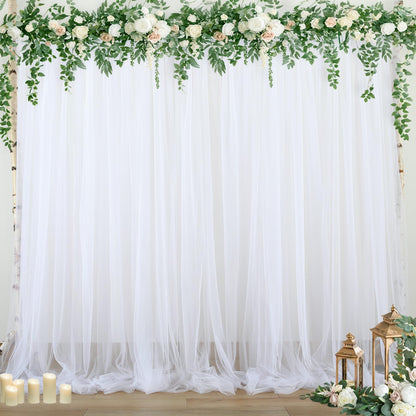 Champagne Tulle Backdrop Curtain for Parties Wedding 10ft×8ft Champagne Sheer Backdrop Curtains for Baby Shower Bridal Shower Reception Birthday Party Christmas Photoshoot Decorations 2 Panels