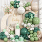 Sage Green Balloons Arch Double Stuffed, Olive Dusty Green Brown Beige Neutral Balloon Garland Kit, White Sand Apricot Tan Latex Balloon for Baby Shower Birthday Jungle Safari Party Decoration