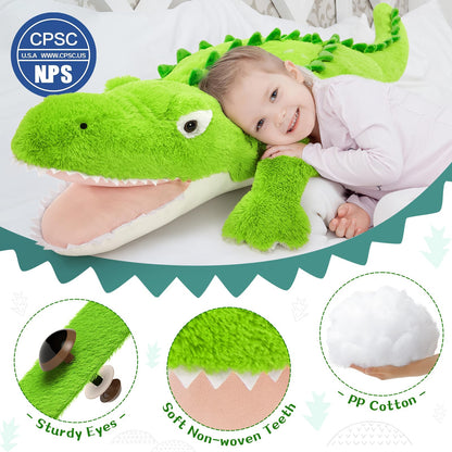 Tezituor 51 inch Giant Alligator Stuffed Animal, 4ft Large Stuffed Crocodile Plush Toy, Hugging Soft Alligator Plush Pillow for Girls Boys