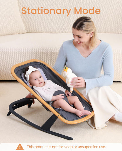 LAREX Baby Bouncer, Portable Bouncer Seat Baby Rocker Chair Infant Bouncy Seat with 3 Point Harness, Infant 2 in 1 Rocker, 0-6 Months up to 20 lbs