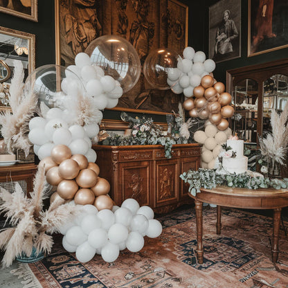 Ivory White Balloon Arch Kit,Boho Balloon Garland with Pastel Orange Cream Beige Champagne Gold White Sand Balloons for Neutral Baby Shower Wedding Boho Bridal Party Decorations