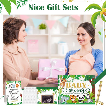 27 Pcs Butterfly Floral Baby Shower Guest Book Set Baby Shower Sign in Guest Floral Book Place Table Cards with Gold Pen Adhesive Photo Corner for Birthday Party