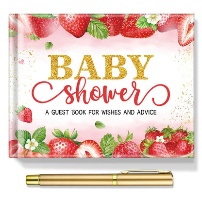 27 Pcs Butterfly Floral Baby Shower Guest Book Set Baby Shower Sign in Guest Floral Book Place Table Cards with Gold Pen Adhesive Photo Corner for Birthday Party