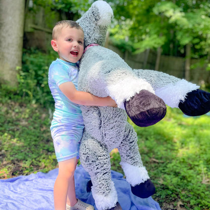 Tezituor Giant Stuffed Animal, 4ft Large Brown Pony Plush Toy, 47 inch Horse Plush Pillow Gift for Boys Girls