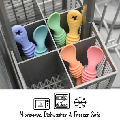 PrimaStella Little Dippers - First Stage Silicone Baby Spoon 6 Pack