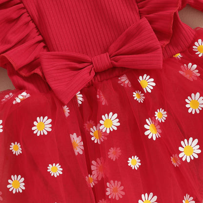 Baby Girls Daisy Romper Bowknot Bodysuit+Headband Short Sleeve Playsuits Floral Jumpsuit Infant Summer Clothes