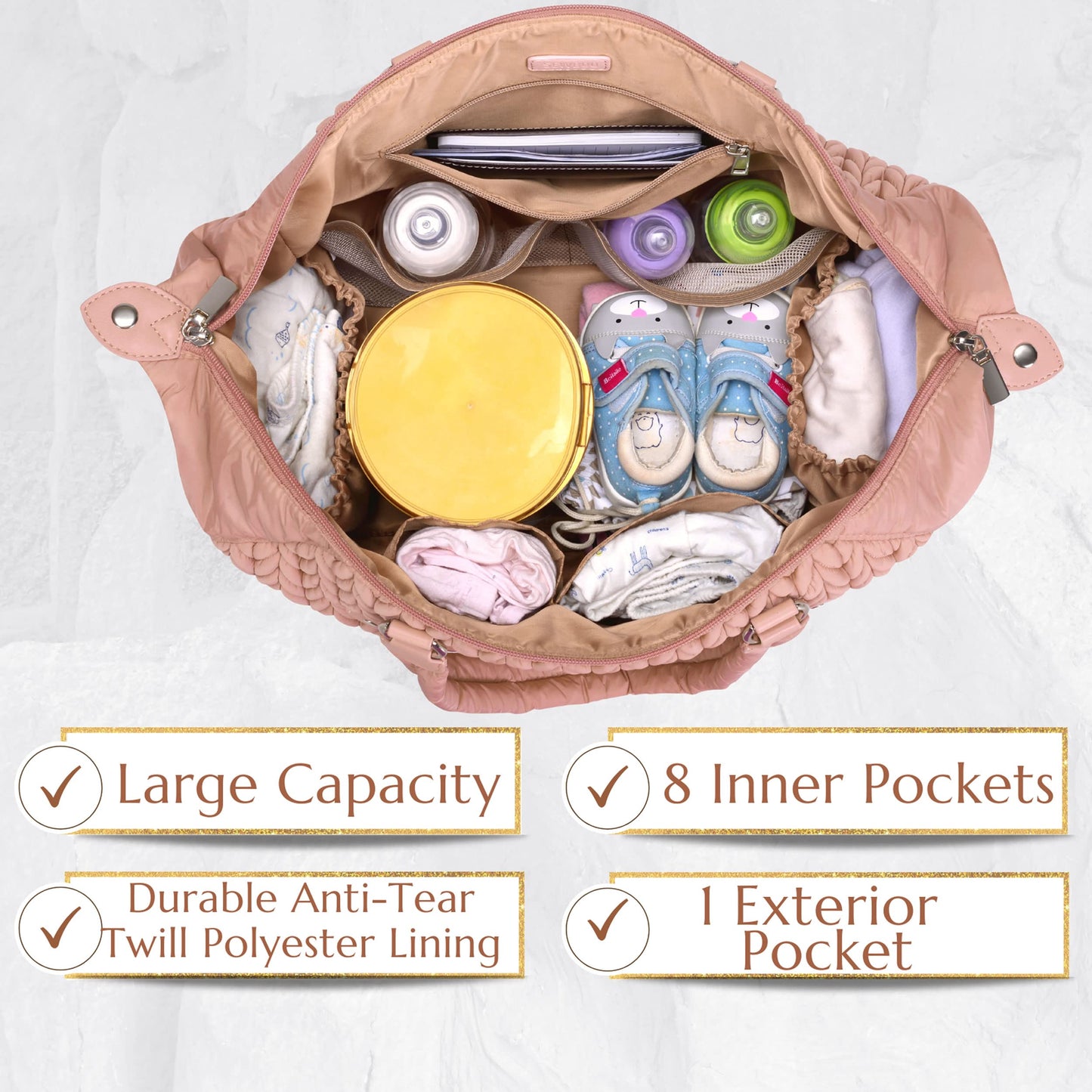 Diaper Bag Tote Baby Nappy Changing Bag Multifunction Large Baby Travel Handbag for Mom