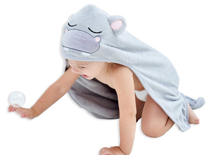 HIPHOP PANDA Hooded Towel - Rayon Made from Bamboo, Bath Towel with Bear Ears for Newborn, Babie, Toddler, Infant - Absorbent Large Baby Towel - Yellow Duck, 30 x 30 Inch