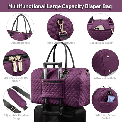 LOVEVOOK Diaper Bag Tote with Pacifier Case and Changing Pad, Large Capacity Mommy Bag for Hospital and Weekender Travel, Functional Baby Bag Newborn Baby Essential, Black