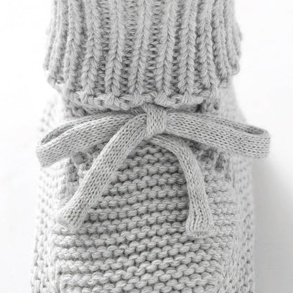 Hadetoto Baby Booties Newborn First Walkers Cozy Shoes Warm Knit Soft Booties for Toddler Infant Boy Girl