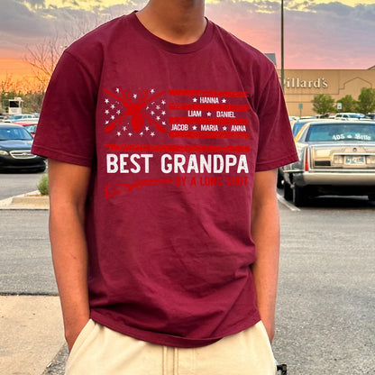 Personalized Fathers Day Shirts for Dad, Grandpa Shirt with Grandkids Names, Gifts for Dad Hunting Fishing