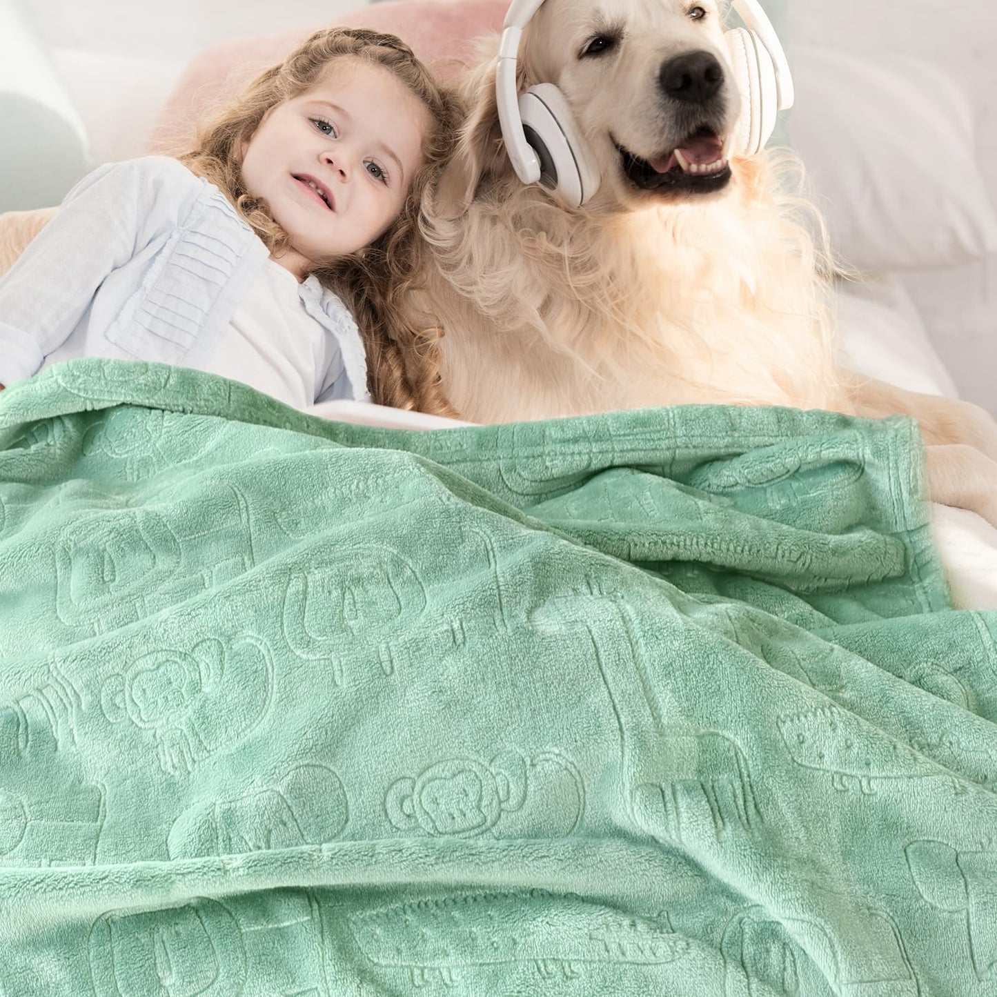 BORITAR Woodland Animal Baby Blanket for Boys Girls Ultra Soft Fleece Warm and Lightweight Blankets for Infant Toddler Newborn, 30x40 Inch, Sage Green