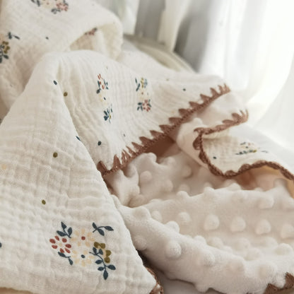 Baby Soft Muslin Thick Blanket Cotton and Dotted Backing Double Layer Receiving Blanket 40"x40" Bunny
