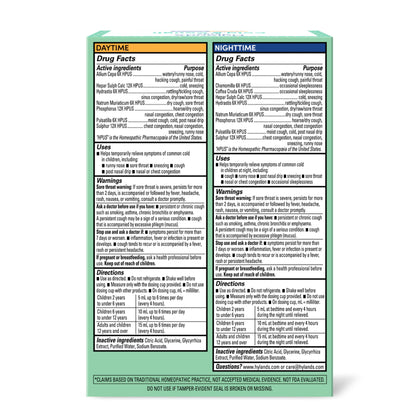 Hyland's Kids Cold and Cough, Day and Night Combo Pack, Cold Medicine for Ages 2 and up, Syrup Cough Medicine for Kids, Nasal Decongestant, 4 Fl Oz (Pack of 2)