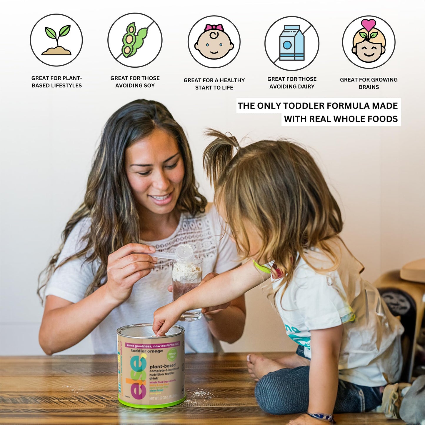 ELSE NUTRITION Toddler Formula 12-36 Months w/Omega 3&6 for Brain Development - Lactose Free, Dairy Free Nutrition Drink - Plant Based Protein Powder w/ 20+ Vitamins (22oz, 1-Pack)