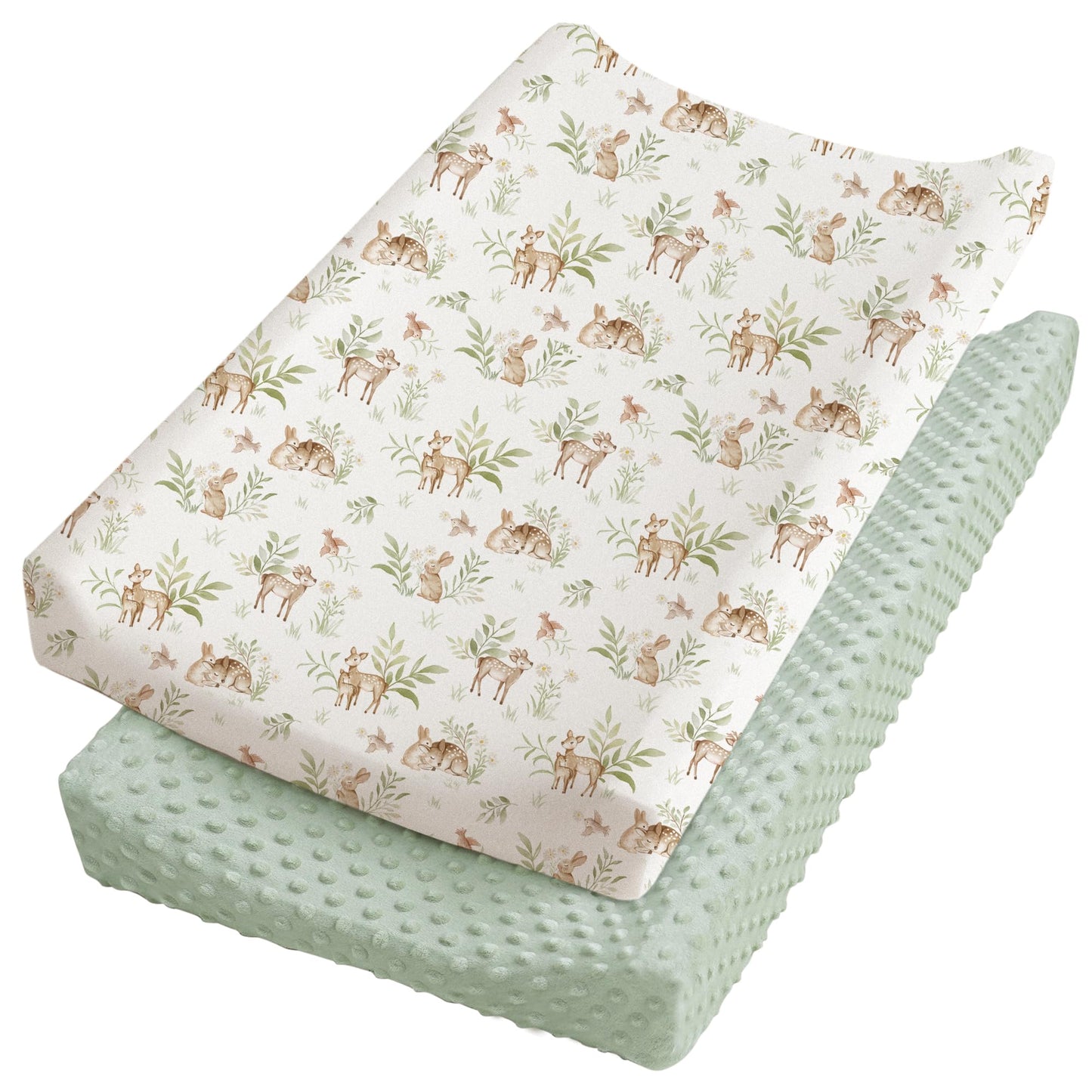 Konssy Minky Changing Pad Cover 2 Pack, Soft Minky Dots Plush Diaper Changing Table Cover Set, Breathable Changing Pad Sheets for Baby Girls Boys (Pink Spring, Blush)