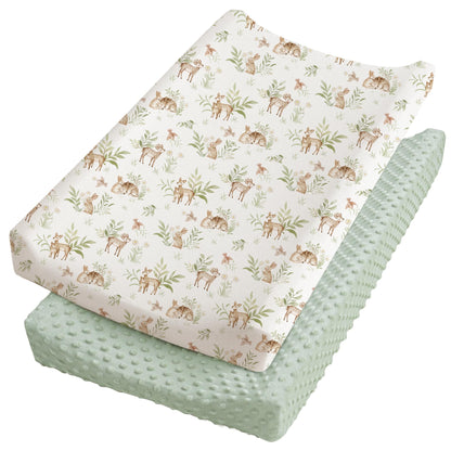Konssy Minky Changing Pad Cover 2 Pack, Soft Minky Dots Plush Diaper Changing Table Cover Set, Breathable Changing Pad Sheets for Baby Girls Boys (Pink Spring, Blush)