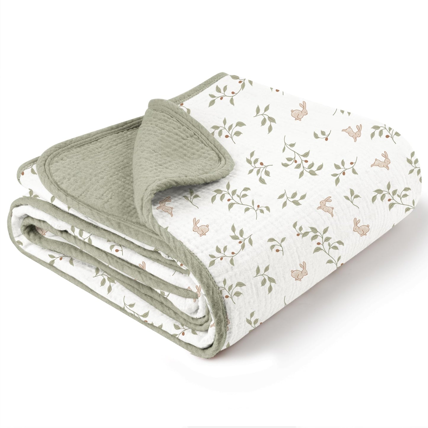 Konssy Muslin Baby Blankets for Girls Boys, 100% Cotton Crib Blanket for Infant Toddler, Super Soft and Lightweight Nursery Swaddling Wrap 40"x36" (Floral)