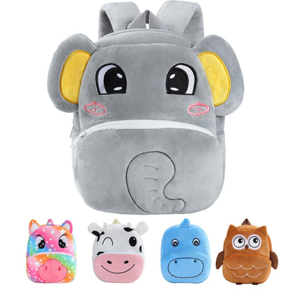 MICHLEY Toddler Backpack Plush Animal SchoolBag Cartoon Girls Travel Bag Mini Baby Daypack for Kids Kindergarten Pre School Bags, Cow