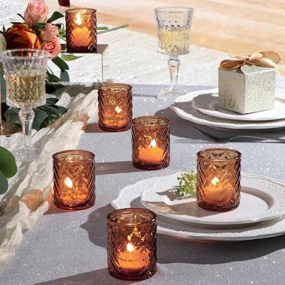 LAMORGIFT 12 PCS Blue Tealight Holders - Blue Votive Candle Holders for Wedding Party Decorations - Bulk for Wedding Reception, Bridal Shower, Baby Shower Party Decor